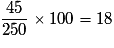 \frac{45}{250} \times 100 = 18