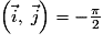 \left(\vec{i},\;\vec{j}\right)=-\frac{\pi}{2}