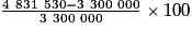 \frac{4~831~530-3~300~000}{3~300~000} \times 100