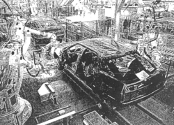 Chaîne de montage de la XM Citroën à Rennes, dans les années 1990