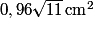 0,96\sqrt{11}\,\mathrm{cm}^{2}