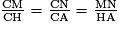\mathrm{\frac{CM}{CH}=\frac{CN}{CA}=\frac{MN}{HA}}