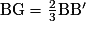 \mathrm {BG}=\frac {2} {3} \mathrm {BB'}