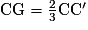 \mathrm {CG}=\frac {2} {3} \mathrm {CC'}