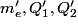 m_e ',Q_1 ',Q_2 '