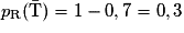 p_{\mathrm{R}}(\mathrm{\bar{T}})=1-0,7=0,3
