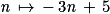 \mathit{n}\, \mapsto \, -\, 3\mathit{n}\, +\, 5