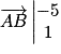 \overrightarrow{AB}\left| \begin{matrix}-5\\1\end{matrix}\right.