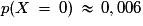 p(X\,=\,0)\,\approx\,0,006