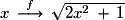 x\,\stackrel{f}{\longrightarrow}\,\sqrt{2x^{2}\,+\,1}
