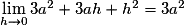 \mathop {\lim }\limits_{h \to 0} 3a^2 + 3ah + h^2 = 3a^2