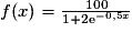 f(x)=\frac{100}{1+2\mathrm{e}^{-0,5x}}