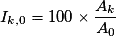 I_{k,0} = 100 \times \frac{A_{k}}{A_{0}}