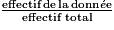\frac{\textrm{effectif} \, \textrm{de} \, \textrm{la} \, \textrm{donn}\acute{e}\textrm{e}}{\textrm{effectif total}}
