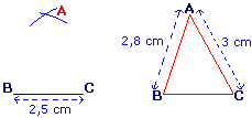 Construire un triangle, connaissant les trois côtés - illustration 2