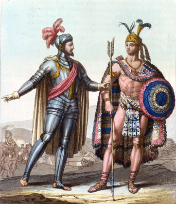 Hernán Cortés et l'empereur aztèque Montezuma II - illustration 1