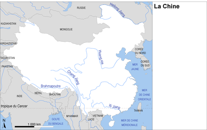 La Chine : fond de carte - illustration 1