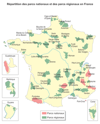 Répartition des parcs nationaux et des parcs régionaux en France - illustration 1