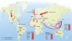 Principaux flux de gaz dans le monde en 2003 (en milliards de mètres cubes)