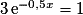 3\,\mathrm{e}^{-0,5x} = 1