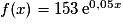 f(x) = 153\,\mathrm{e}^{0,05x}