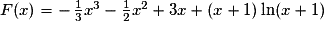 F(x) = -\,\frac{1}{3}x^{3} - \frac{1}{2}x^{2} + 3x + (x + 1)\ln(x + 1)