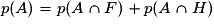 p(A) = p(A\cap F) + p(A\cap H)