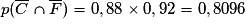 p(\overline {C} \cap \overline {F})=0,88\times 0,92=0,8096