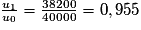 \frac{u_{1}}{u_{0}}=\frac{38200}{40000}=0,955