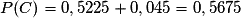 P(C)= 0,5225 + 0,045 = 0,5675