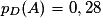 p_D(A)=0,28