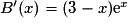 B'(x) = (3-x)\mathrm{e}^x