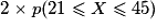 2\times p (21 \leq X \leq 45)