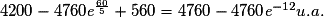 4 200-4 760\textit{e}^{\frac{60}{5}}+560= 4 760 - 4 760\textit{e}^{-12} u.a.