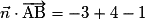 \vec{n}\cdot\overrightarrow{\mathrm{AB}} =-3+4-1