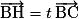 \overrightarrow{\mathrm{BH}} = t\,\overrightarrow{\mathrm{BC}}