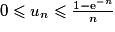 0\le u_{n} \le \frac{1-\mathrm{e}^{-n}}{n}