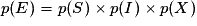 p(E)=p(S)\times p(I)\times p(X)