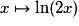 x \mapsto \ln(2x)