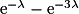 \mathrm{e}^{-\lambda} - \mathrm{e}^{-3\lambda}
