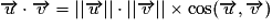 \overrightarrow{u}\cdot\overrightarrow{v}=| | \overrightarrow{u}| | \cdot| | \overrightarrow{v}| | \times\cos(\overrightarrow{u},\overrightarrow{v})