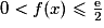 0<f(x)\leq \frac{\mathrm{e}}{2}