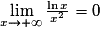 \lim\limits_{x \to + \infty} \frac{\ln{x}}{x^2}=0