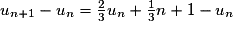 u_{n+1}-u_n = \frac23 u_n + \frac13 n +1 - u_n