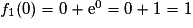 f_1(0)=0+\mathrm{e}^0=0+1=1