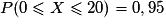 P(0\leq X\leq 20)=0,95