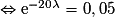 \Leftrightarrow \mathrm{e}^{-20\lambda}=0,05
