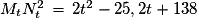 M_tN_t^2\, = \,2t^2-25,2t+138