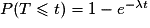 P(T\leq t)= 1-e^{-\lambda t}