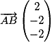 \overrightarrow{AB}\begin{pmatrix} 2\\ -2\\ -2 \end{pmatrix}